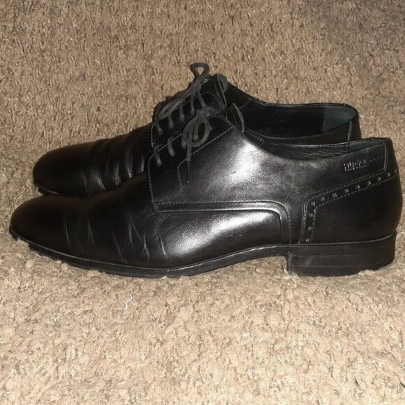 HUGO BOSS-Black Smooth Leather Lace-Up-Oxfords/Derby-Sz 8-Excellent - Picture 7 of 7